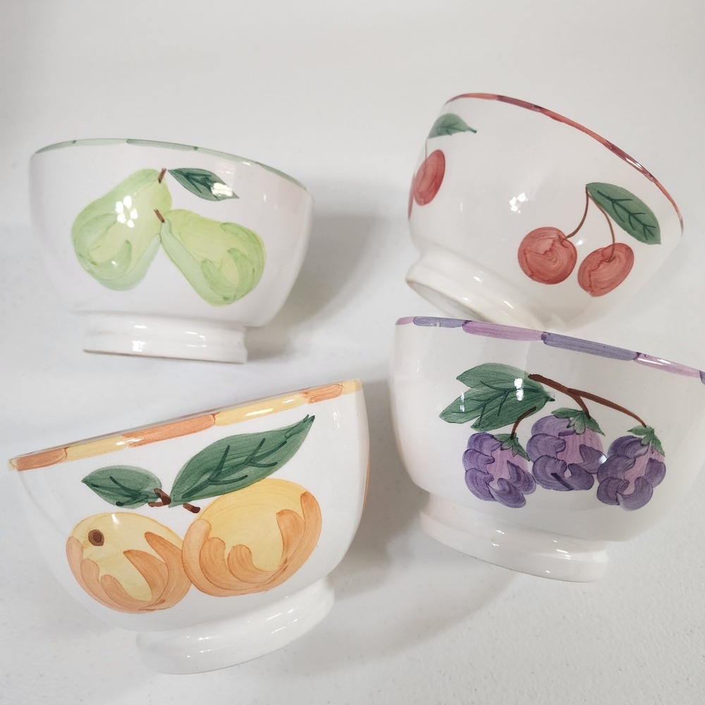 Smuckers Fruit Motif 1999 Coupe Ice Cream Soup Cereal Bowl 5 x 3.25" Set of 4
